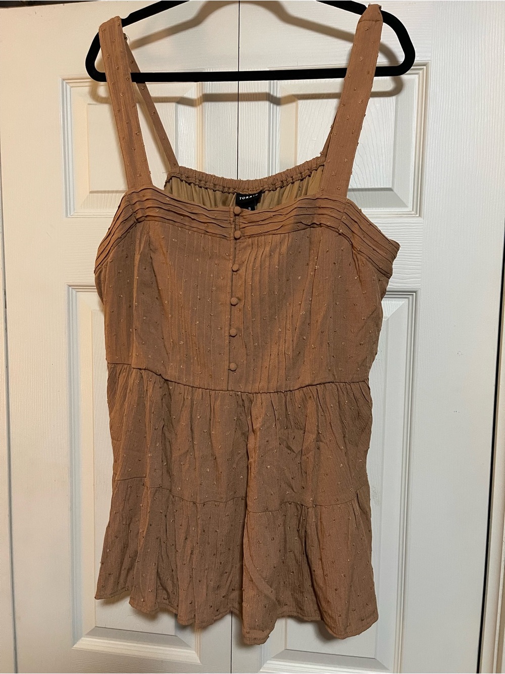 torrid Tan Swiss Dot Tiered Tank